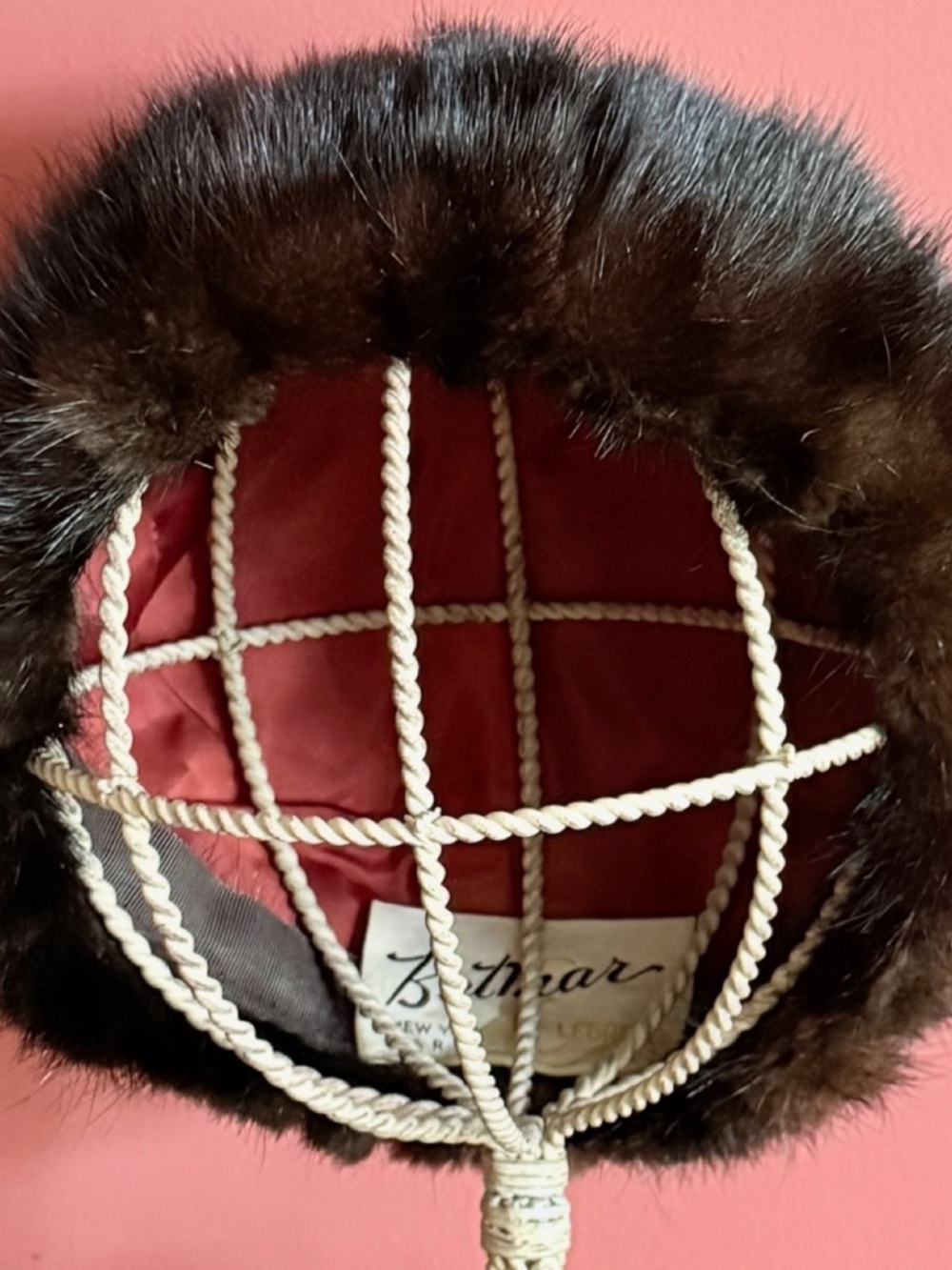 Vintage 1960s Betmar Elegante Fur Pillbox Hat Mid Century Mod Union Made USA